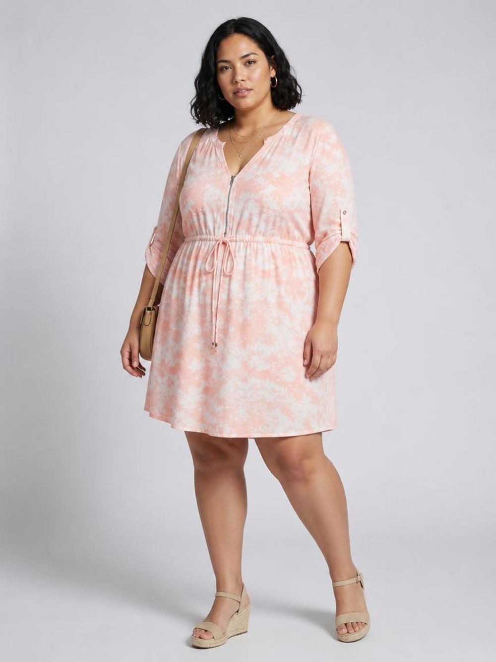 Torrid Coral and White Tie-Dye Dress